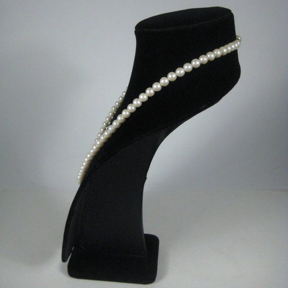 Imitation Pearl Beaded Necklace 25 inch Goldtone Strand Jewelry Vintage - Picture 5 of 7